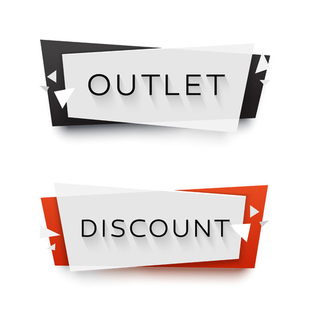 Set of transparent geometric. Vivid plastic with shadows made in material design style. Origami paper template. Red and black colors.のイラスト素材