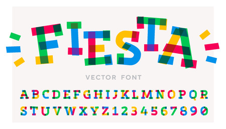 Vector font made of colorful strokes and pieces.のイラスト素材