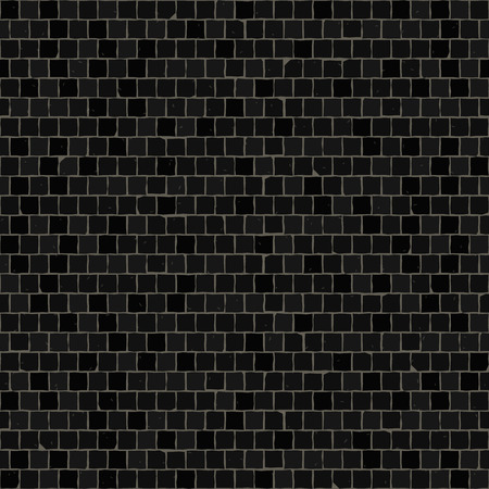 Seamless mosaic floor pattern. Black pavement stone tiles. Geometric mediterranean texture.のイラスト素材