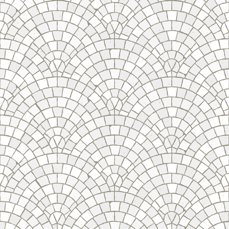 Seamless mosaic floor pattern. White pavement stone tiles. Geometric mediterranean texture.のイラスト素材