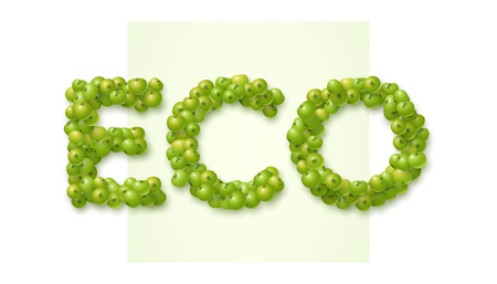 Eco label made of green apples. Vector design concept.のイラスト素材