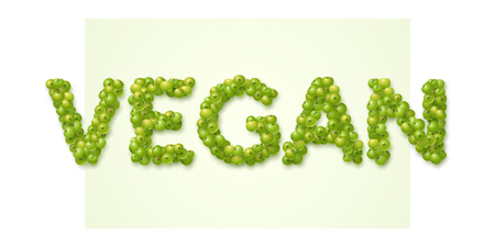 Vegan label made of green apples. Vector design concept.のイラスト素材