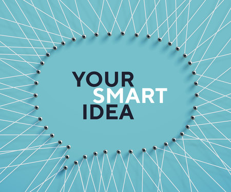 A lot of strings making the shape of a speech bubble. Creative frame for your design, realistic vector string art. Threads and nails illustration.のイラスト素材