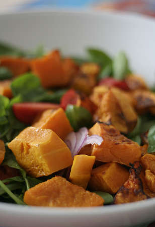Roast pumpkin salad, shallow focusの写真素材