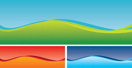 Three multi coloured swoosh banners with subtle star pattern in foreground.のイラスト素材