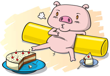 pig and the cakeのイラスト素材