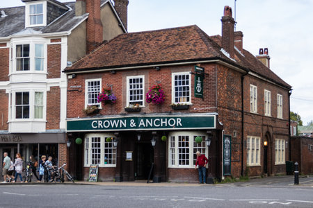 09/02/2019 Winchester, Hampshire, UK the front of the Crown and Anchor pub in winchester, A typical british public houseのeditorial素材