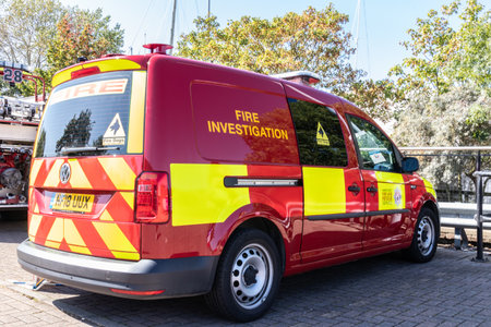 09/14/2019 Portsmouth, Hampshire, UK A British Fire investigation Unit Vehicle with Fire dogs signのeditorial素材
