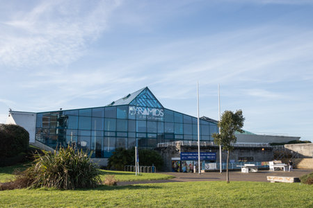 09/14/2019 Portsmouth, Hampshire, UK the pyramid sports centre in southsea UKのeditorial素材