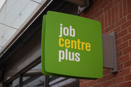 09/14/2019 Portsmouth, Hampshire, UK a jobcentre plus signのeditorial素材