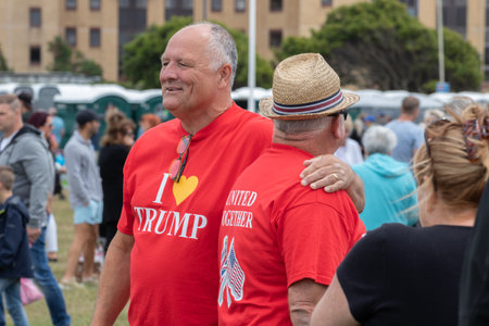 09/14/2019 Portsmouth, Hampshire, UK a man wearing an i love trump t shirtのeditorial素材