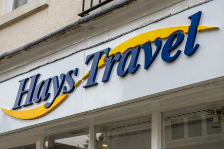 11/06/2019 Winchester, Hampshire, UK The sign above a Hays travel shop or storeのeditorial素材