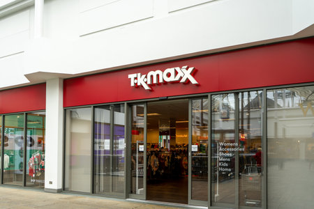 11/06/2019 Winchester, Hampshire, UK the exterior of a TK Max store in a shopping centre or shopping mallのeditorial素材