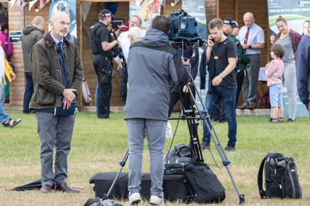09/14/2019 Portsmouth, Hampshire, UK a camera crew setting up to film at a live eventのeditorial素材