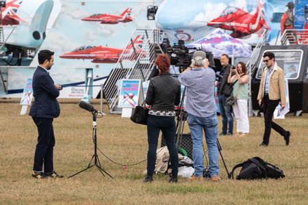 09/14/2019 Portsmouth, Hampshire, UK a camera crew setting up to film at a live eventのeditorial素材