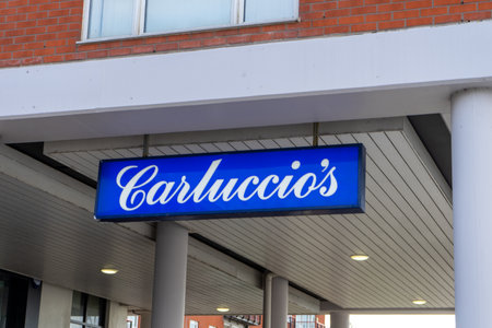 11/03/2019 Portsmouth, Hampshire, UK the sign of a carluccios italian restaurantのeditorial素材
