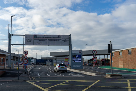 11/05/2019 Portsmouth, Hampshire, UK The entrance to Portsmouth Naval Base the home of the Royal Navyのeditorial素材