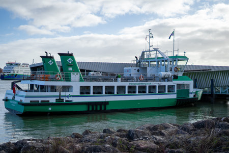 01/29/2020 Gosport, Hampshire, UK The gosport passenger ferry docked, the passenger ferry travels between Gosport and Portsmouthのeditorial素材