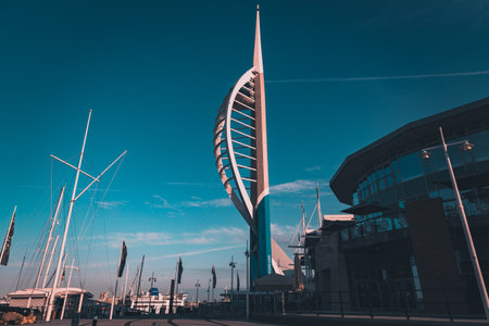 07/22/2020 Portsmouth, Hampshire, UK The spinnaker tower and Eden restaurant and nightclub inside Gunwharf Quays Portsmouthのeditorial素材