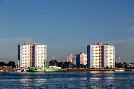 07/12/2020 Portsmouth, Hampshire, UK Haslar Marina in Gosport, Hampshire from Old Portsmouth