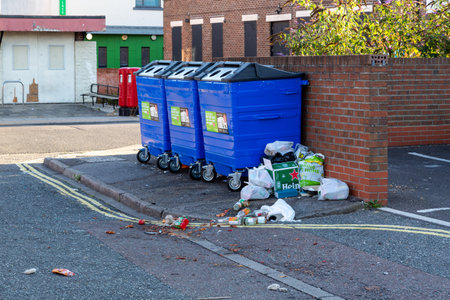 08/02/2020 Portsmouth, Hampshire, UK rubbish dumped or fly tipped in the streetのeditorial素材