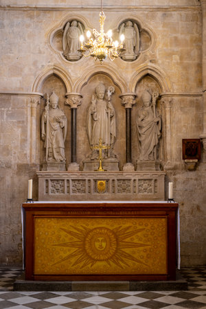 An altar inside a cathedralの写真素材
