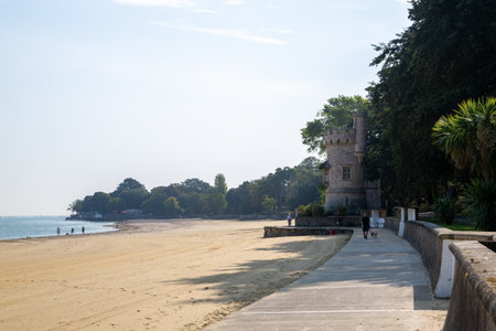 UK Ryde beach and Appley tower, a tourist attraction on the Isle of Wightの写真素材