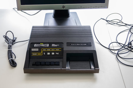 A Fairchild channel F Grandstand games console, a vintage games console released in 1976のeditorial素材