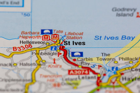 02-18-2021 Portsmouth, Hampshire, UK St Ives and surrounding areas shown on a road map or geography mapのeditorial素材