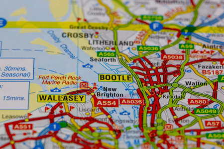 02-18-2021 Portsmouth, Hampshire, UK Bootle and surrounding areas shown on a road map or geography mapのeditorial素材