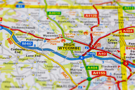 02-18-2021 Portsmouth, Hampshire, UK High wycombe and surrounding areas shown on a road map or geography mapのeditorial素材
