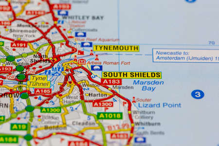 02-18-2021 Portsmouth, Hampshire, UK South shields and surrounding areas shown on a road map or geography mapのeditorial素材