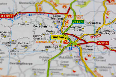 02-18-2021 Portsmouth, Hampshire, UK Sudbury and surrounding areas shown on a road map or geography mapのeditorial素材