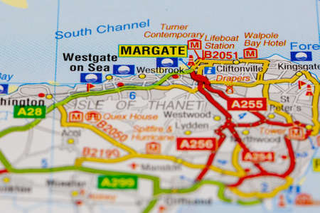 02-18-2021 Portsmouth, Hampshire, UK Margate and surrounding areas shown on a road map or geography mapのeditorial素材