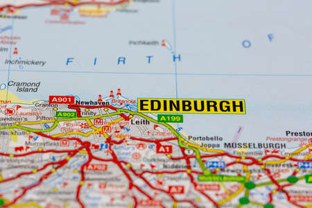 02-18-2021 Portsmouth, Hampshire, UK Edinburgh and surrounding areas shown on a road map or geography mapのeditorial素材