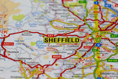 02-18-2021 Portsmouth, Hampshire, UK Sheffield and surrounding areas shown on a road map or geography mapのeditorial素材