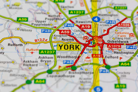 02-18-2021 Portsmouth, Hampshire, UK york and surrounding areas shown on a road map or geography mapのeditorial素材