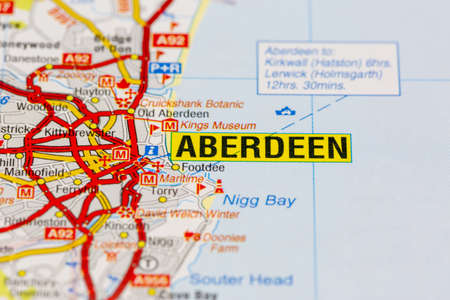 02-18-2021 Portsmouth, Hampshire, UK Aberdeen and surrounding areas shown on a road map or geography mapのeditorial素材