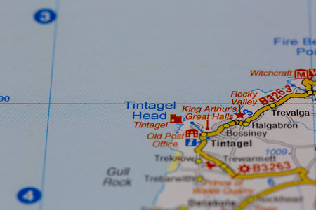 02-19-2021 Portsmouth, Hampshire, UK Tintagel and surrounding areas shown on a road map or Geography...