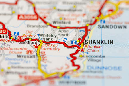 02-19-2021 Portsmouth, Hampshire, UK Shanklin isle of wight and surrounding areas shown on a road map or Geography mapのeditorial素材