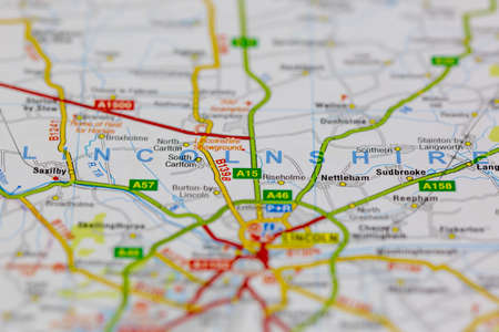 02-19-2021 Portsmouth, Hampshire, UK Lincolnshire and surrounding areas shown on a road map or Geography mapのeditorial素材