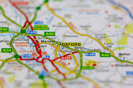 02-19-2021 Portsmouth, Hampshire, UK Oxford and surrounding areas shown on a road map or Geography mapのeditorial素材