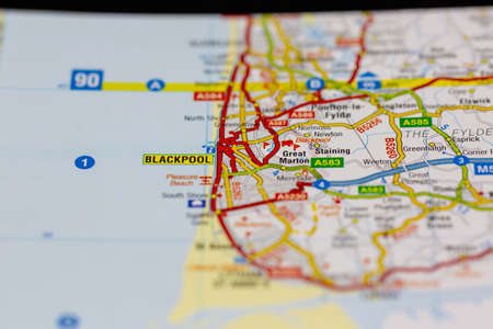 02-19-2021 Portsmouth, Hampshire, UK Blackpool and surrounding areas shown on a road map or Geography mapのeditorial素材