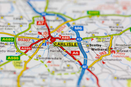 02-19-2021 Portsmouth, Hampshire, UK carlisle and surrounding areas shown on a road map or Geography mapのeditorial素材