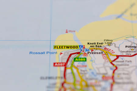 02-19-2021 Portsmouth, Hampshire, UK Fleetwood and surrounding areas shown on a road map or Geography mapのeditorial素材