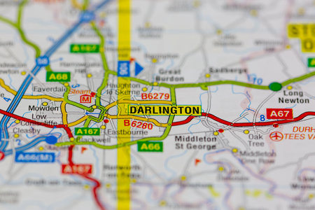 02-19-2021 Portsmouth, Hampshire, UK darlington and surrounding areas shown on a road map or Geography mapのeditorial素材