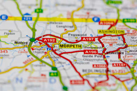 02-19-2021 Portsmouth, Hampshire, UK Morpeth and surrounding areas shown on a road map or Geography mapのeditorial素材