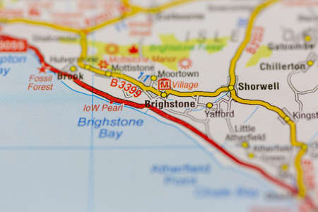 02-24-2021 Portsmouth, Hampshire, UK Brighstone on the Isle of Wight shown on a road map or geography mapのeditorial素材