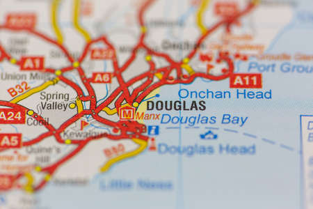02-24-2021 Portsmouth, Hampshire, UK Douglas shown on a road map or geography mapのeditorial素材