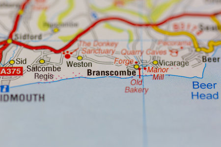 02-24-2021 Portsmouth, Hampshire, UK Branscombe shown on a road map or geography map